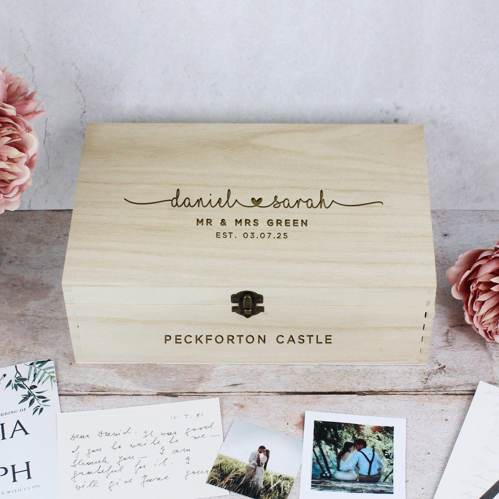 Personalised Wooden Mrs & Mrs Wedding Box