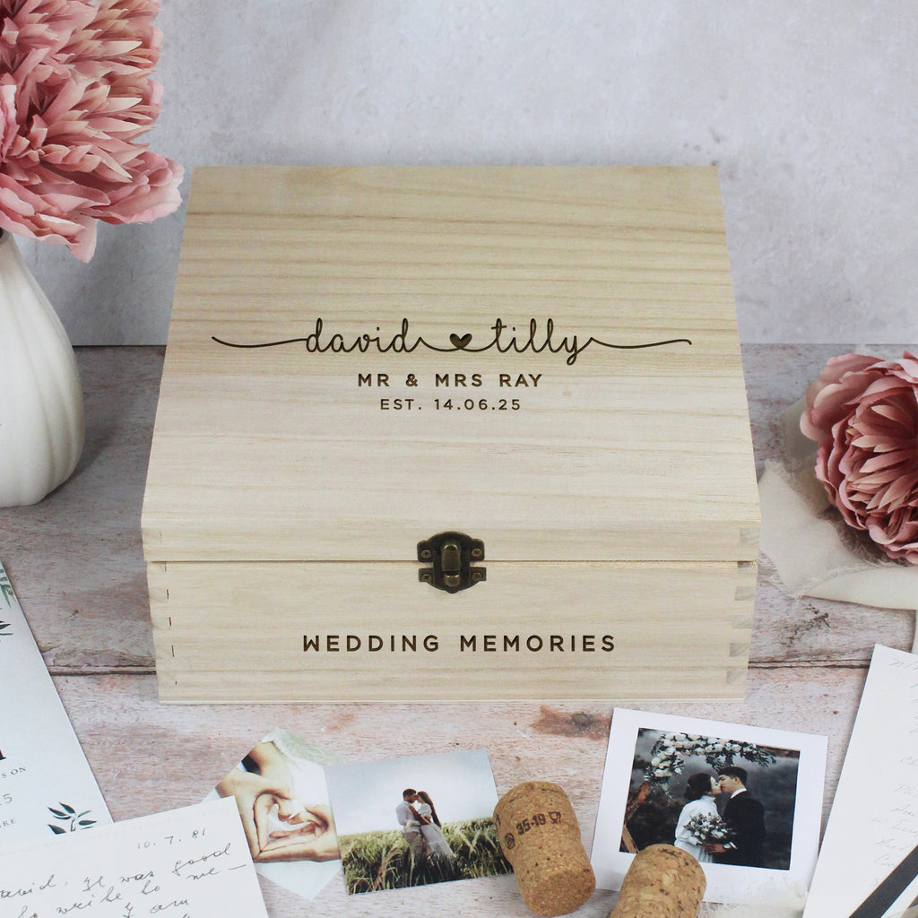 Personalised Wooden Mrs & Mrs Wedding Box