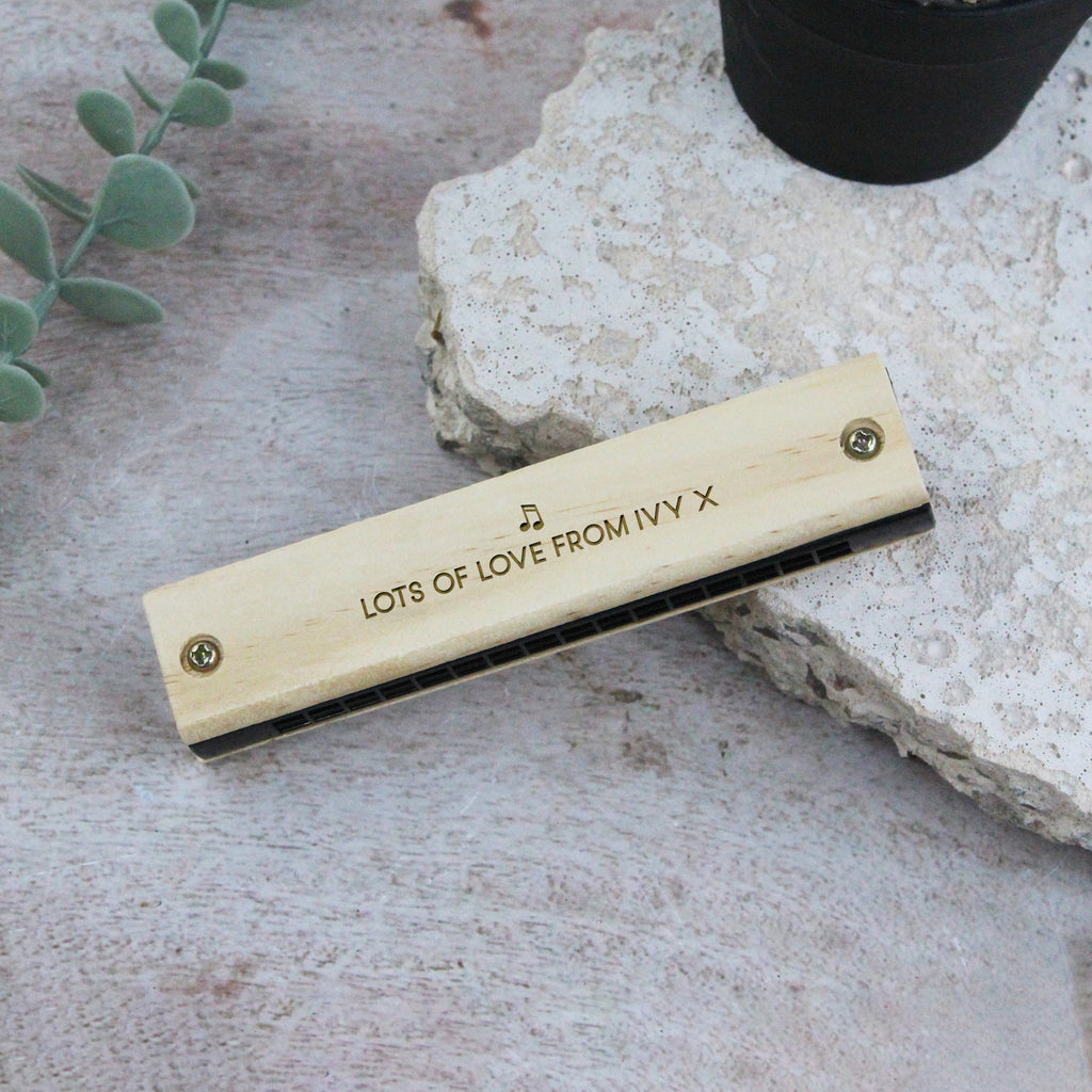 Personalised Wooden Harmonica - Here's A Note To Say I Love You