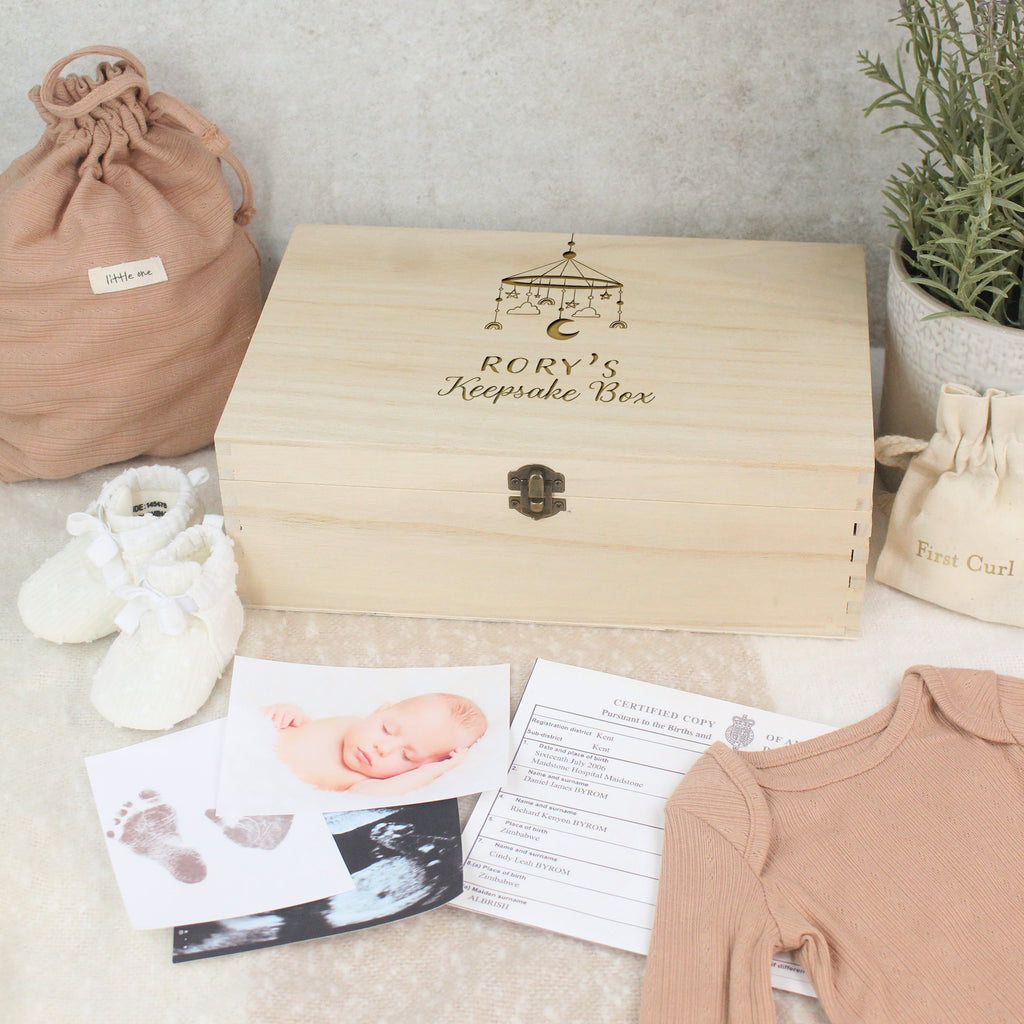 Personalised Wooden Baby Keepsake Boxes - 6 Sizes