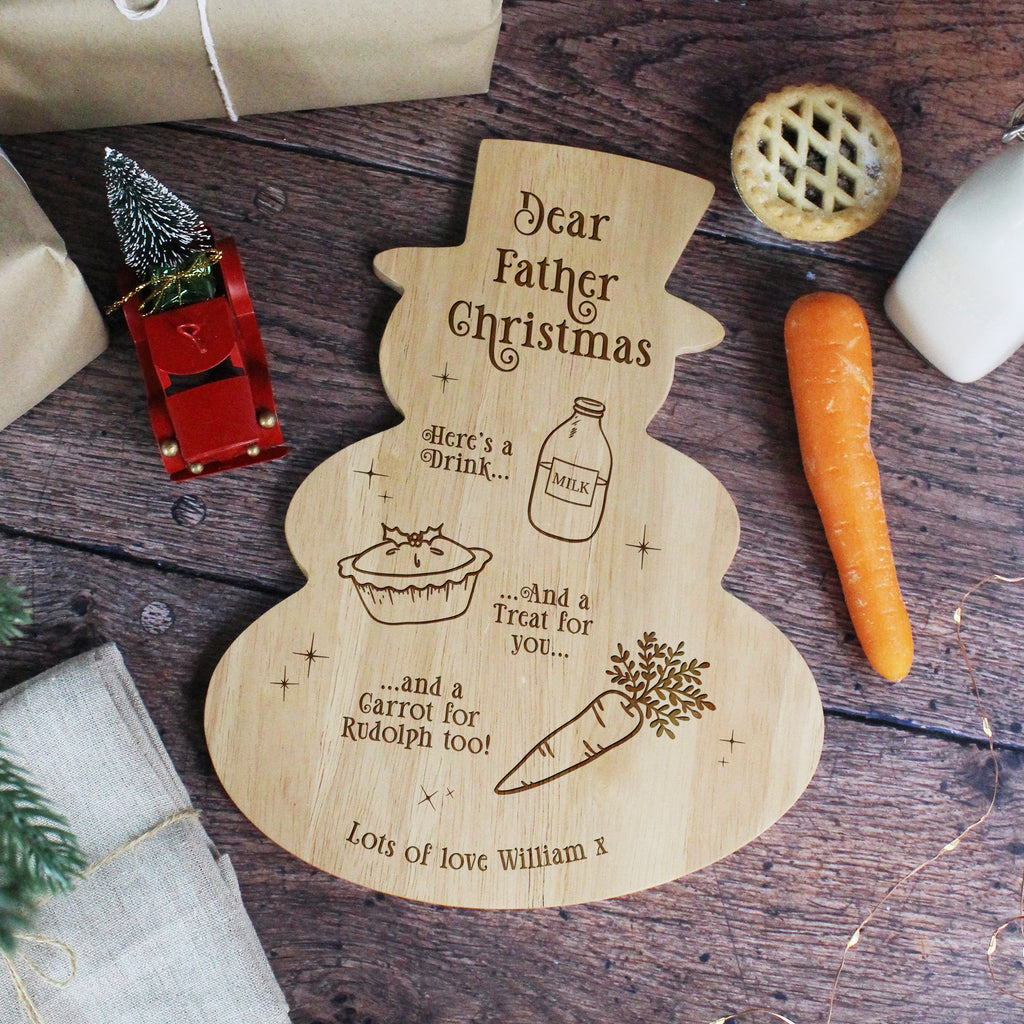 Personalised Traditional Snowman Shaped Christmas Eve Board