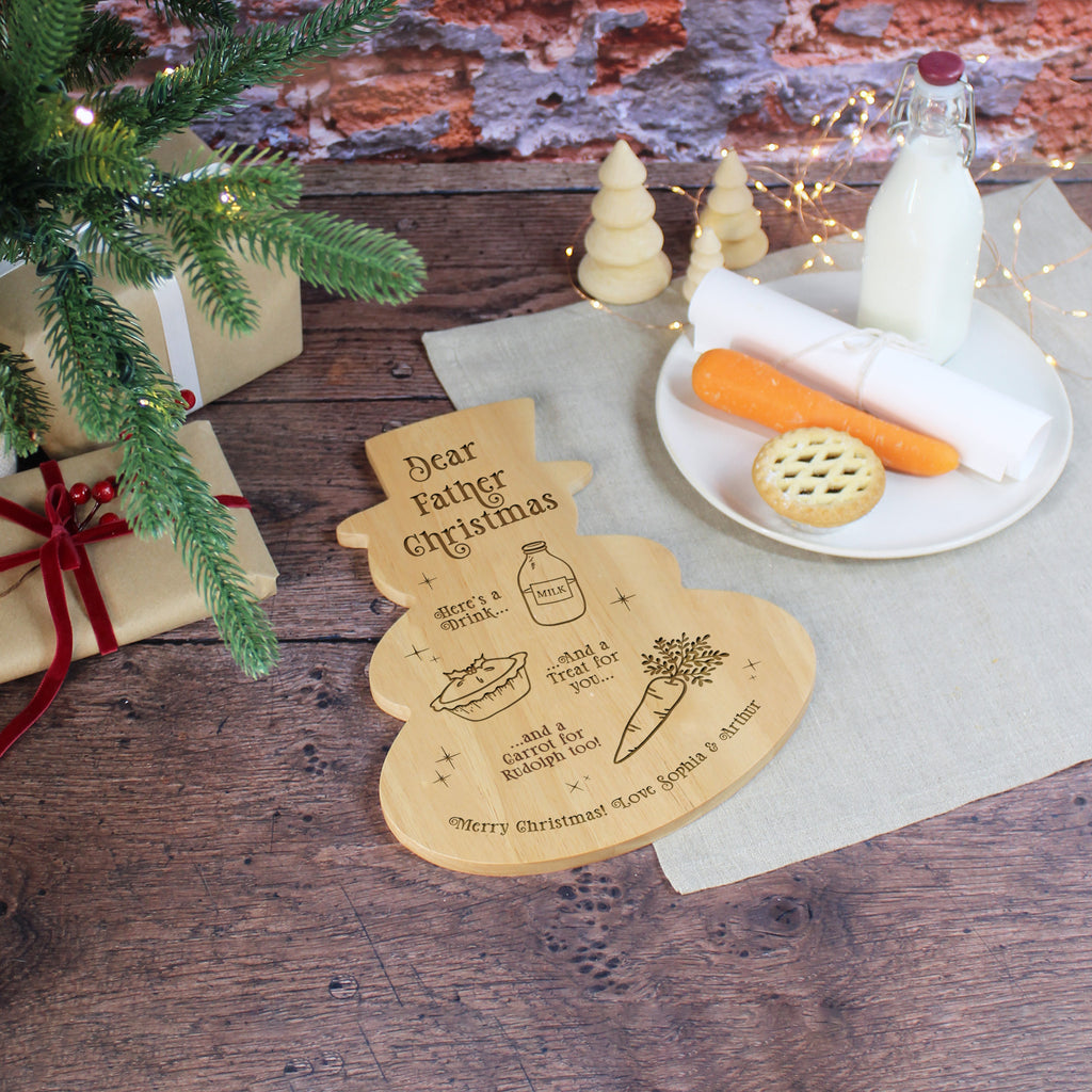 Personalised Traditional Snowman Shaped Christmas Eve Board