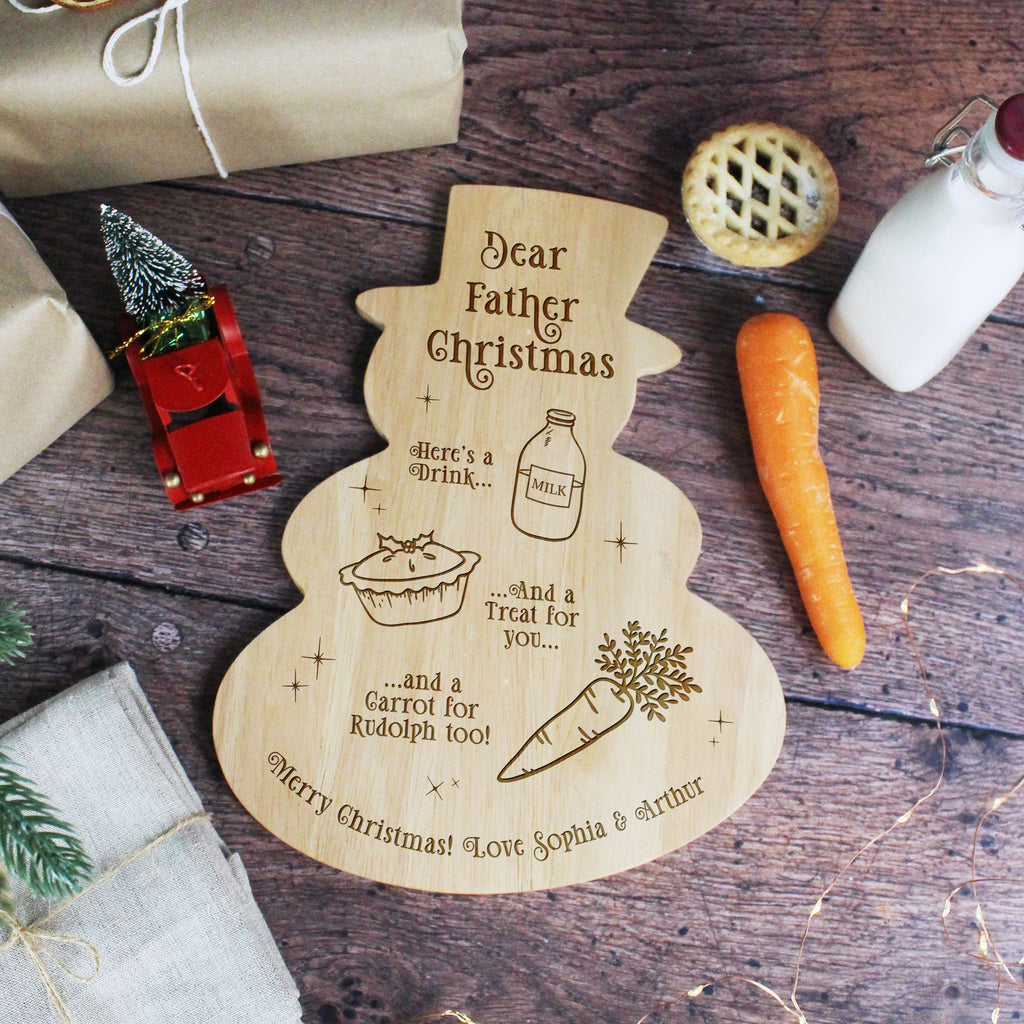 Personalised Traditional Snowman Shaped Christmas Eve Board