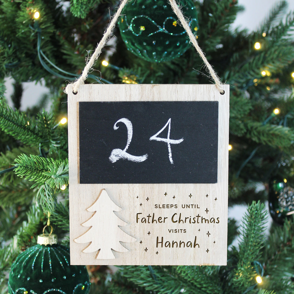 Personalised Wooden Christmas Countdown Chalkboard