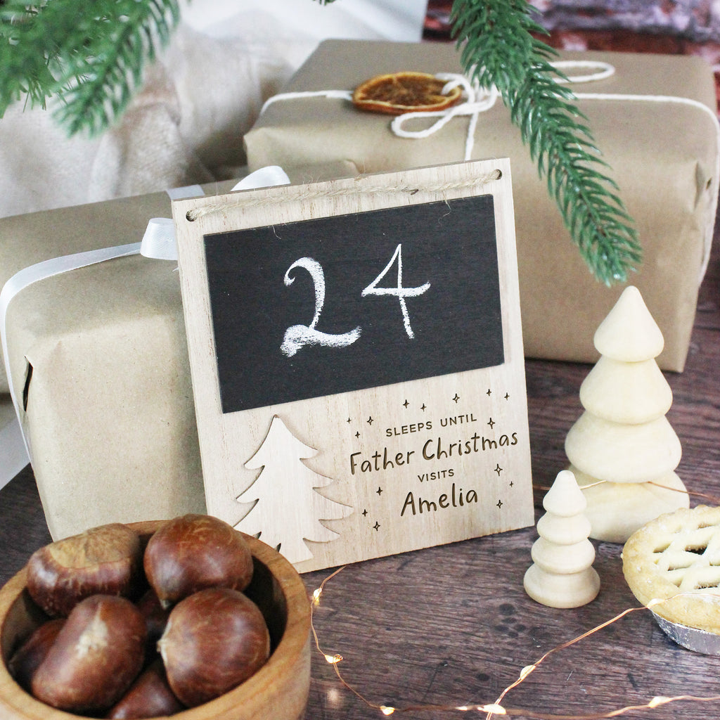 Personalised Wooden Christmas Countdown Chalkboard