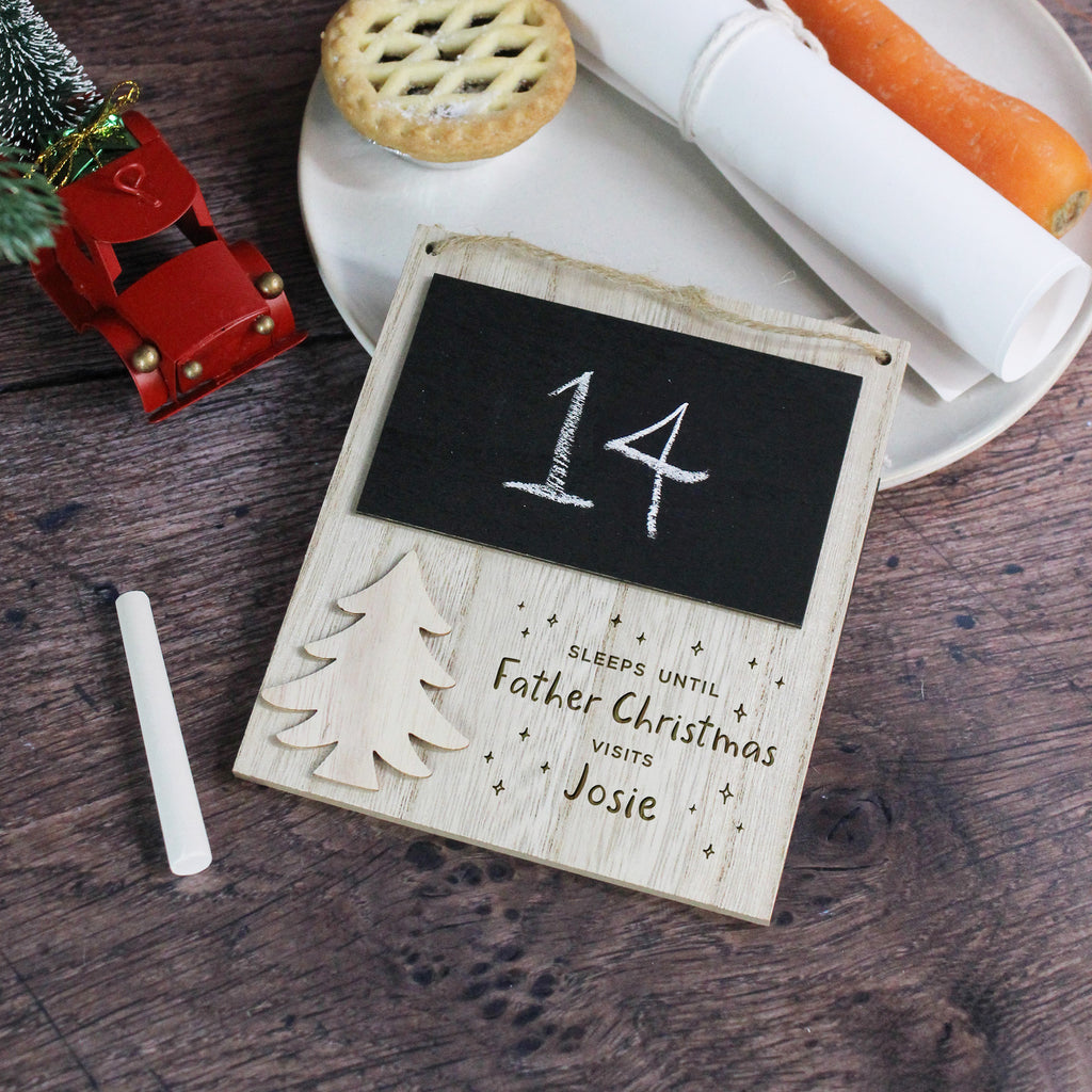 Personalised Wooden Christmas Countdown Chalkboard