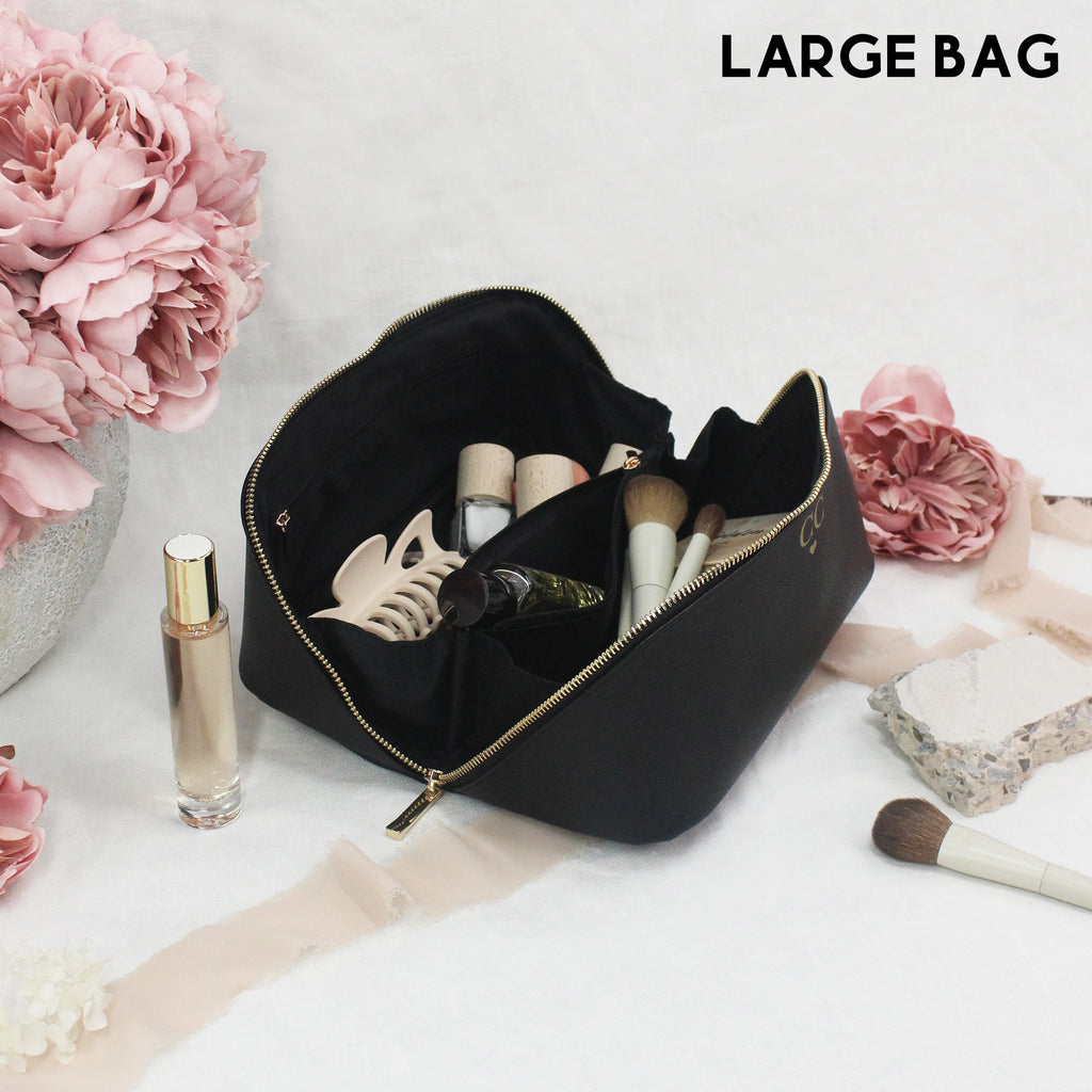 Personalised Flat Lay Make Up Bag with Initials & Heart