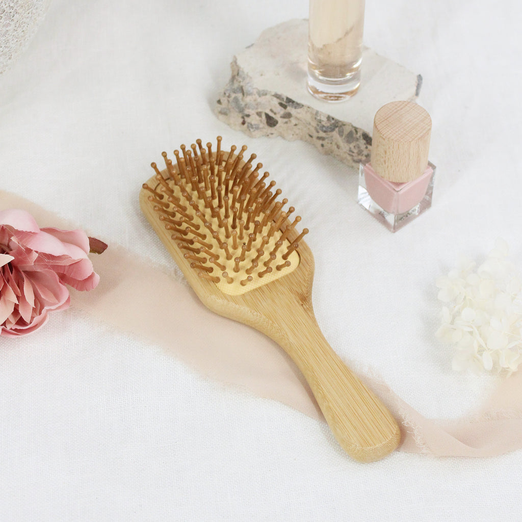 Personalised Wooden Paddle Hair Brush with Name & Heart