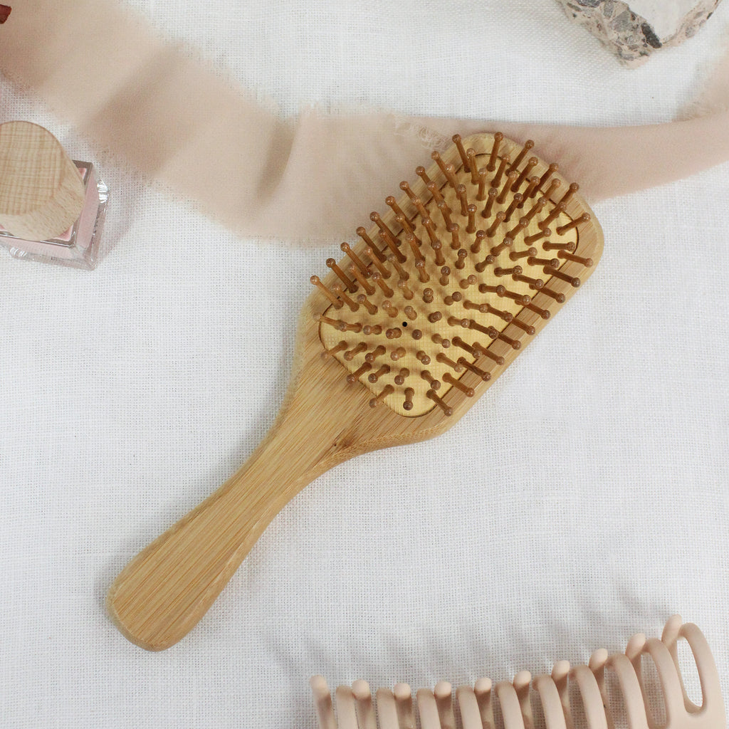 Personalised Wooden Paddle Hair Brush with Name & Heart