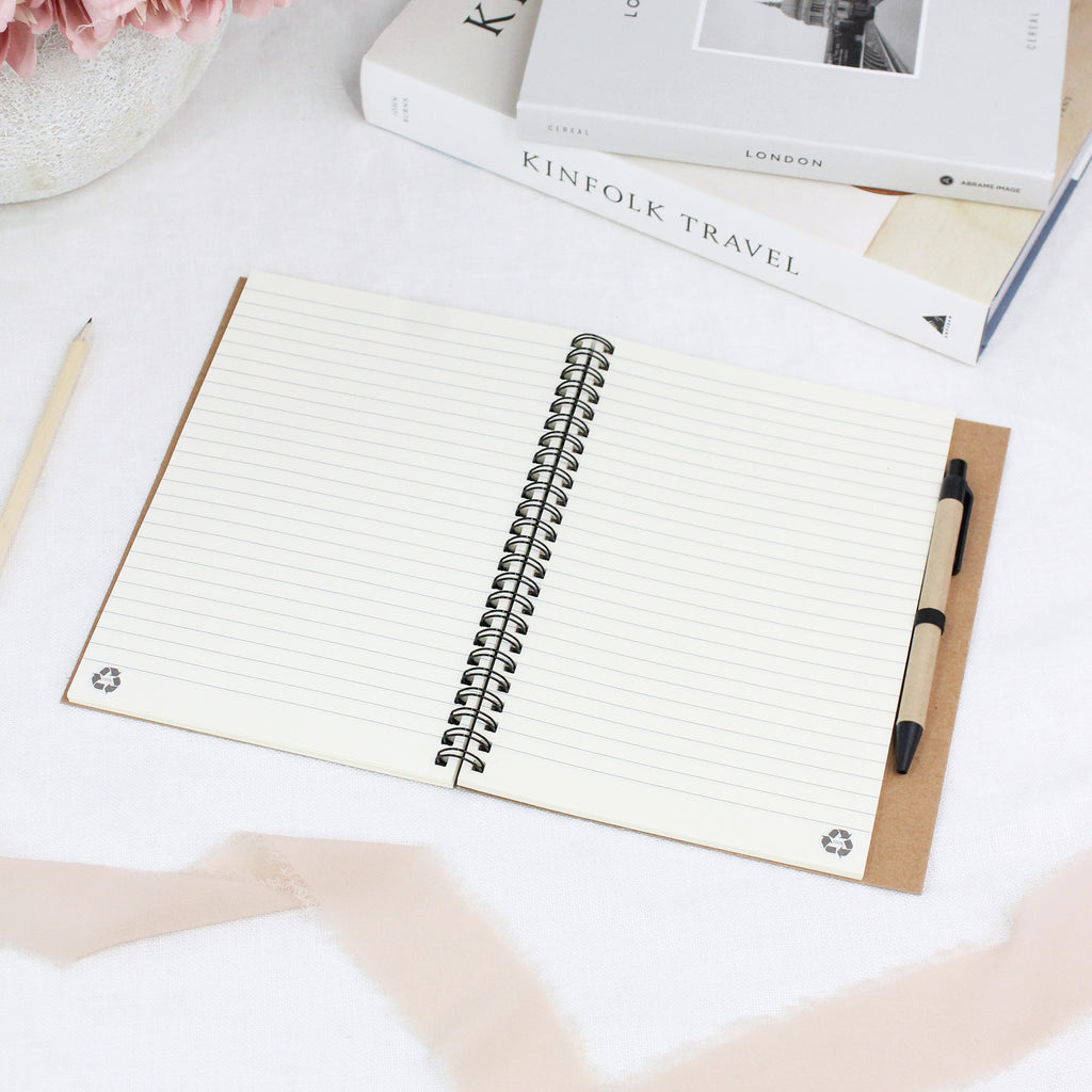 Personalised Name and Initial Spiral Notebook with Pen