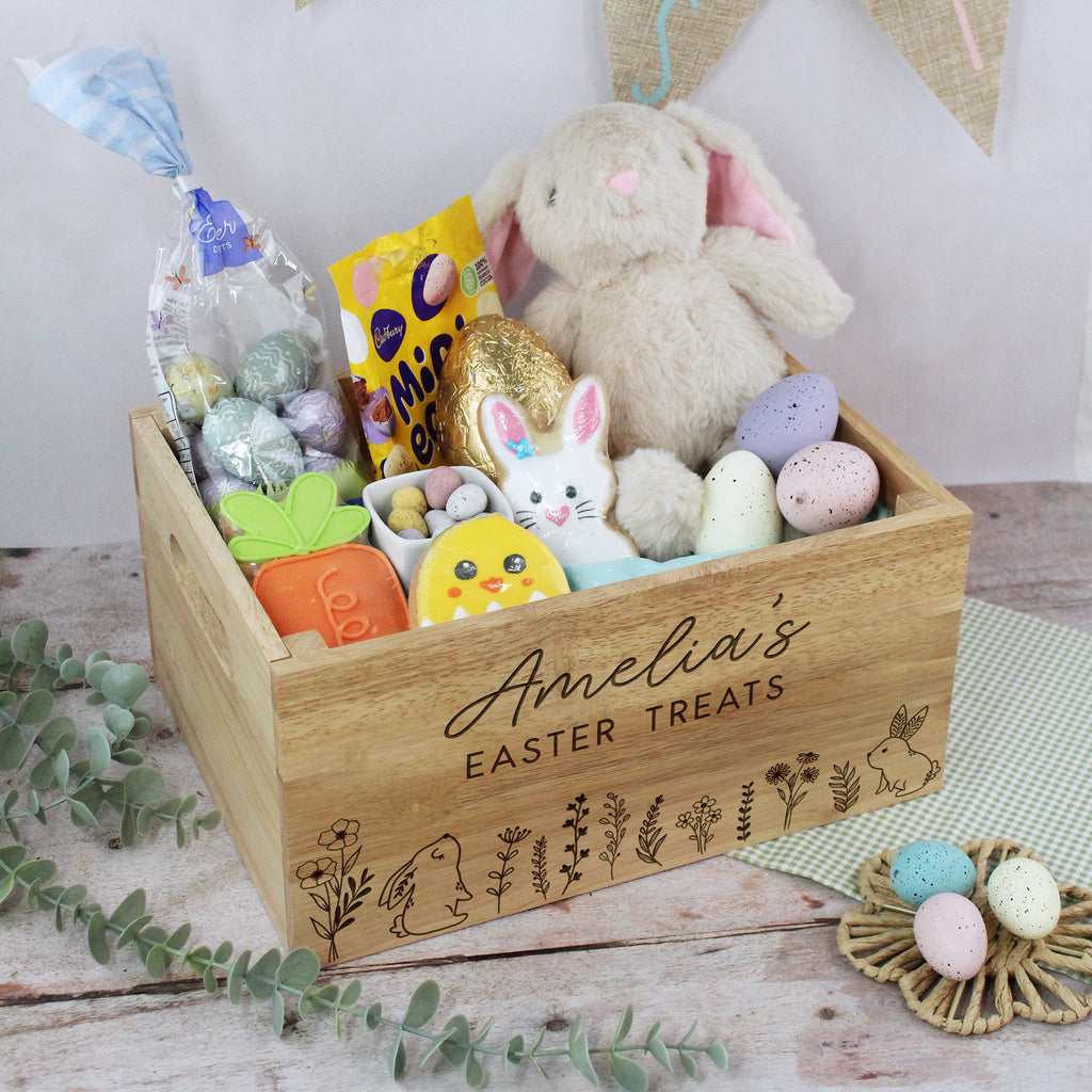 Personalised Floral Wooden Easter Crate