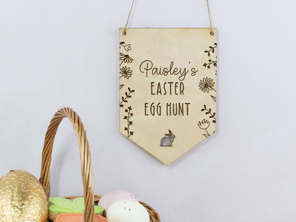 Personalised Floral 'Easter Egg Hunt This Way' Sign