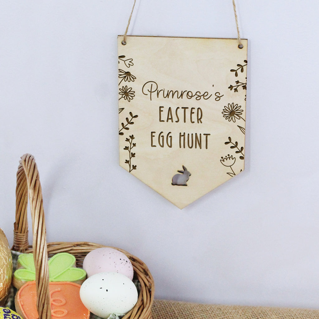 Personalised Floral 'Easter Egg Hunt This Way' Sign