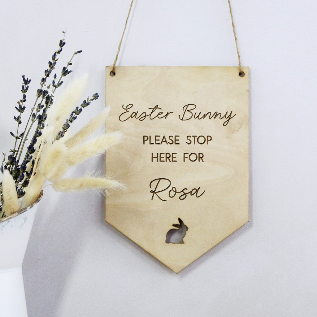 Personalised Easter Bunny Please Stop Here Sign