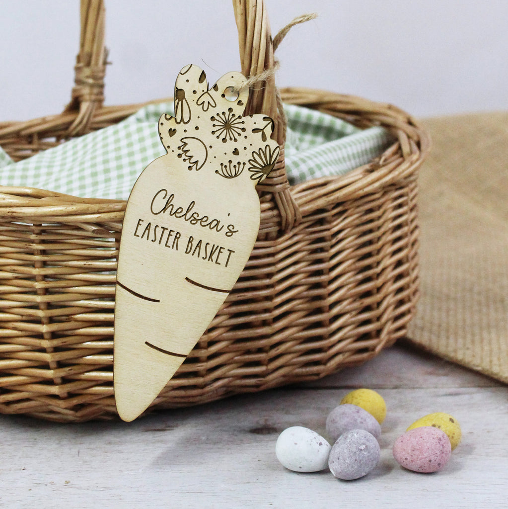 Personalised Wooden Floral Easter Basket Tags