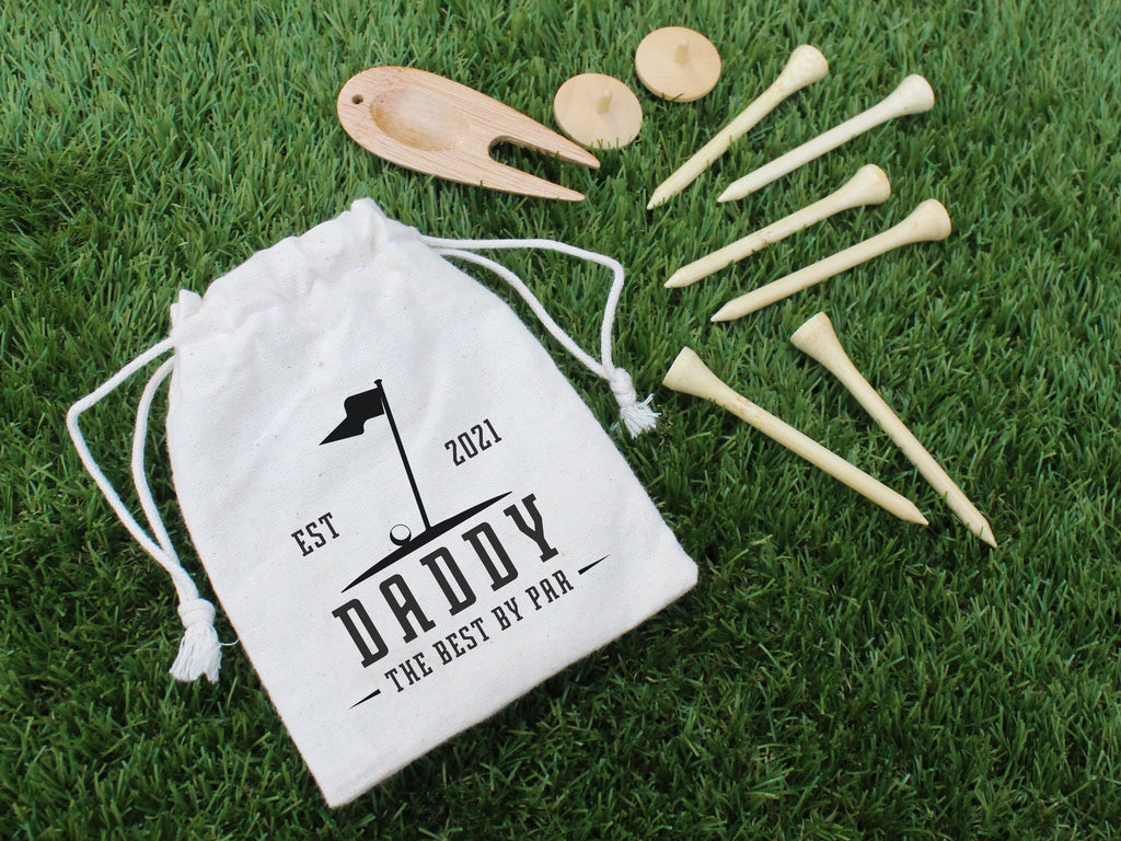 Personalised Dad's Golf Accessories in Drawstring Bag