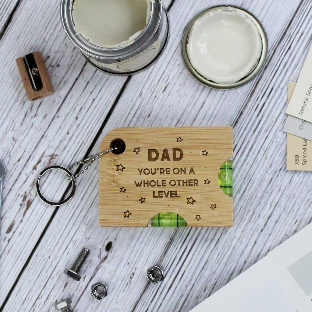 Personalised Dad's 2-in-1 Spirit Level Keyring with Bottle Opener