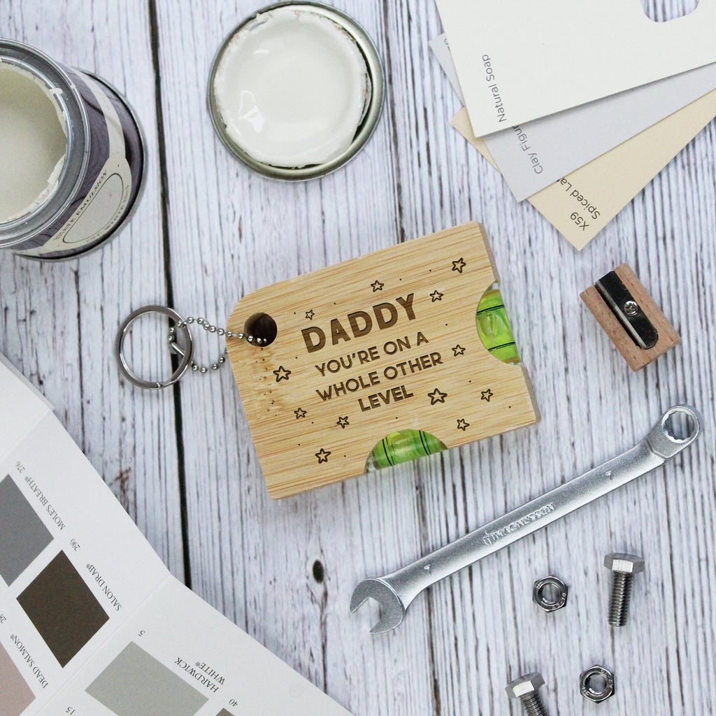 Personalised Dad's 2-in-1 Spirit Level Keyring with Bottle Opener