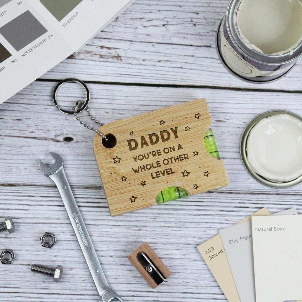 Personalised Dad's 2-in-1 Spirit Level Keyring with Bottle Opener