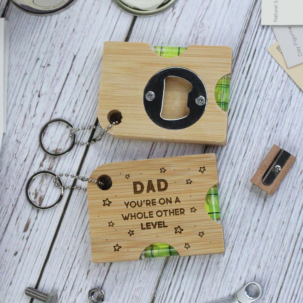 Personalised Dad's 2-in-1 Spirit Level Keyring with Bottle Opener