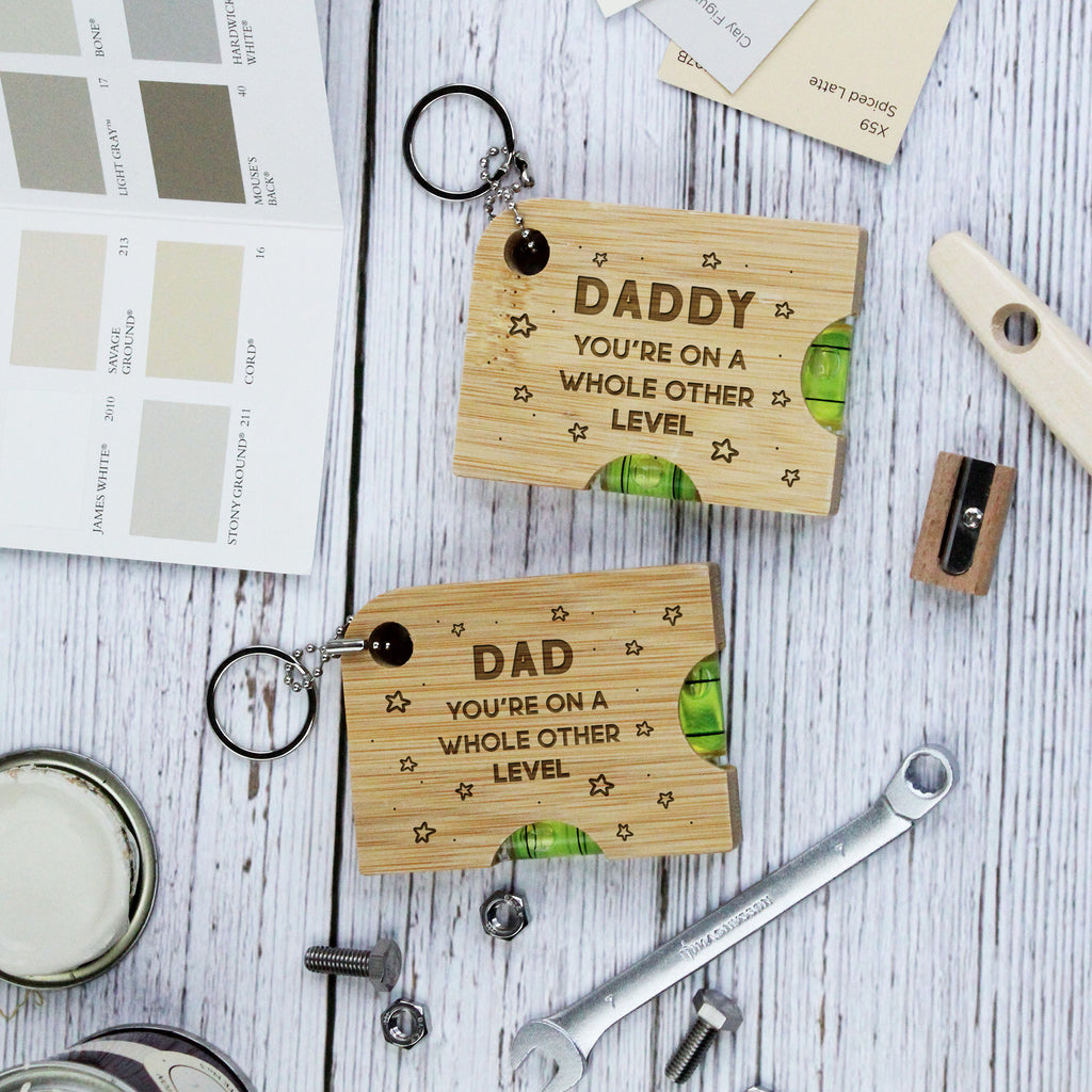 Personalised Dad's 2-in-1 Spirit Level Keyring with Bottle Opener