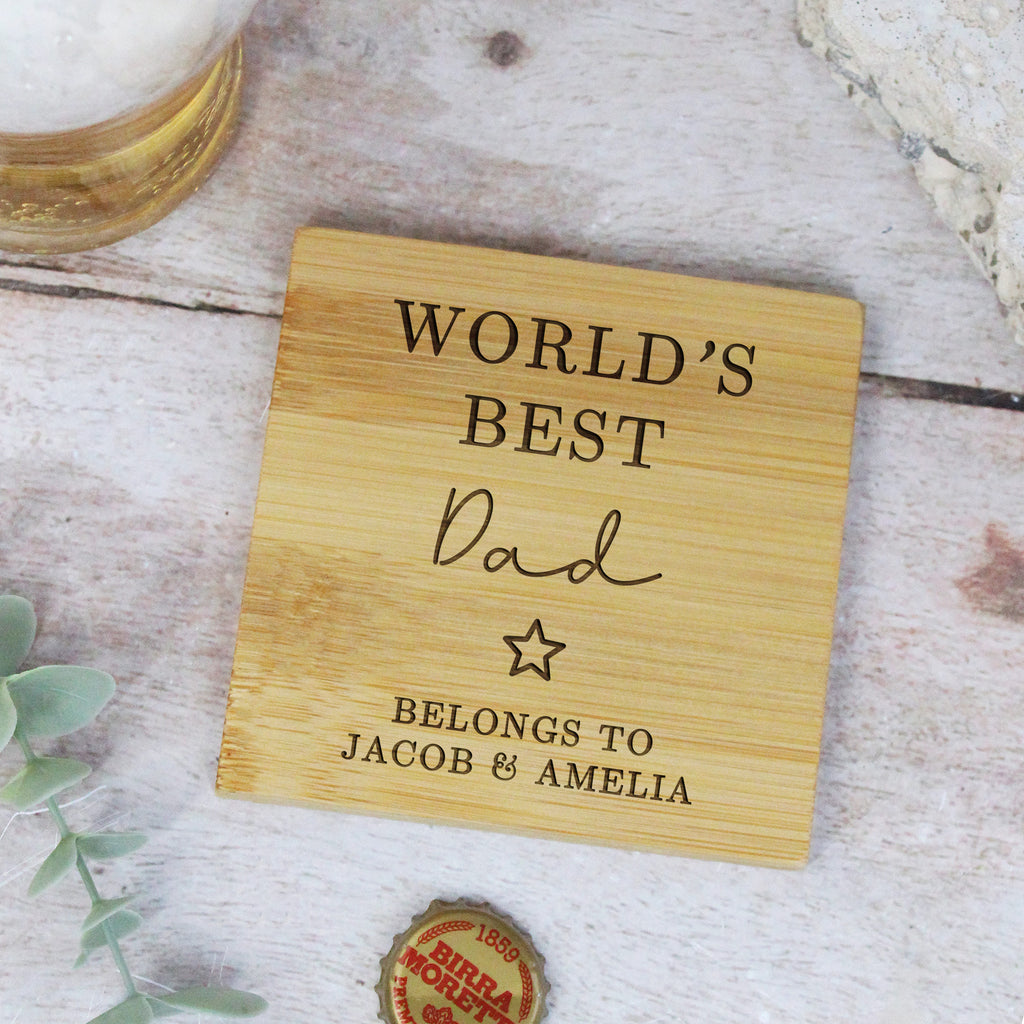 Personalised 2 in 1 'World’s Best Daddy' Wooden Coaster & Bottle Opener