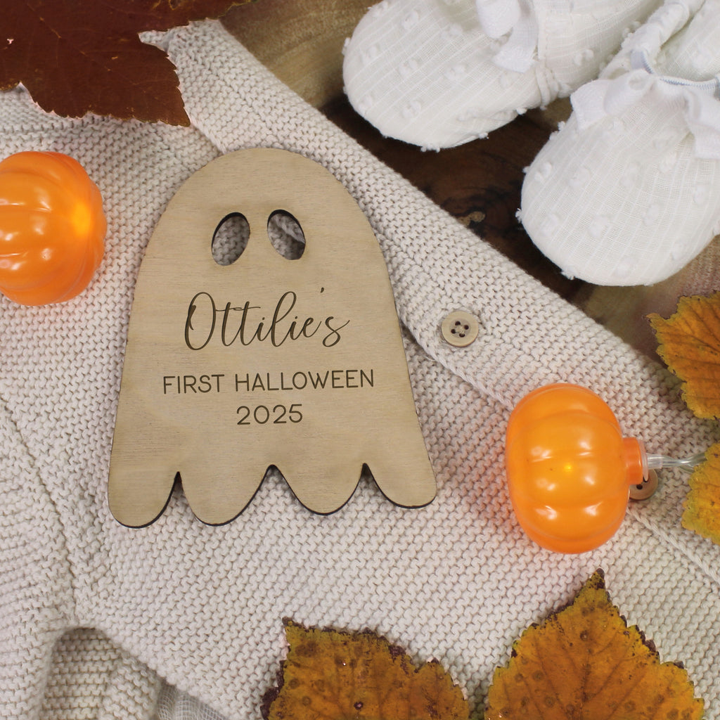 Personalised Baby’s First Halloween Ghost Milestone Disc