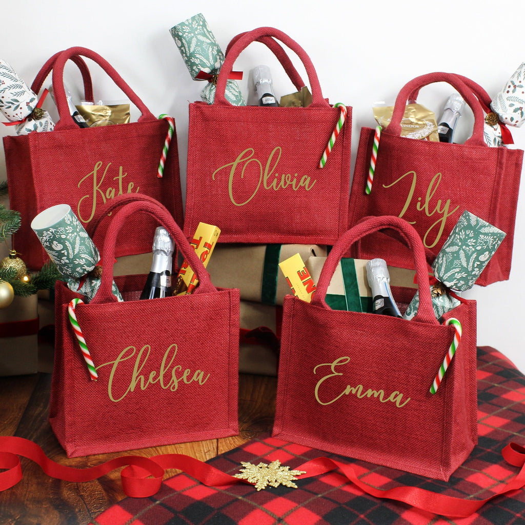 Personalised Small Red Christmas Gift Bag