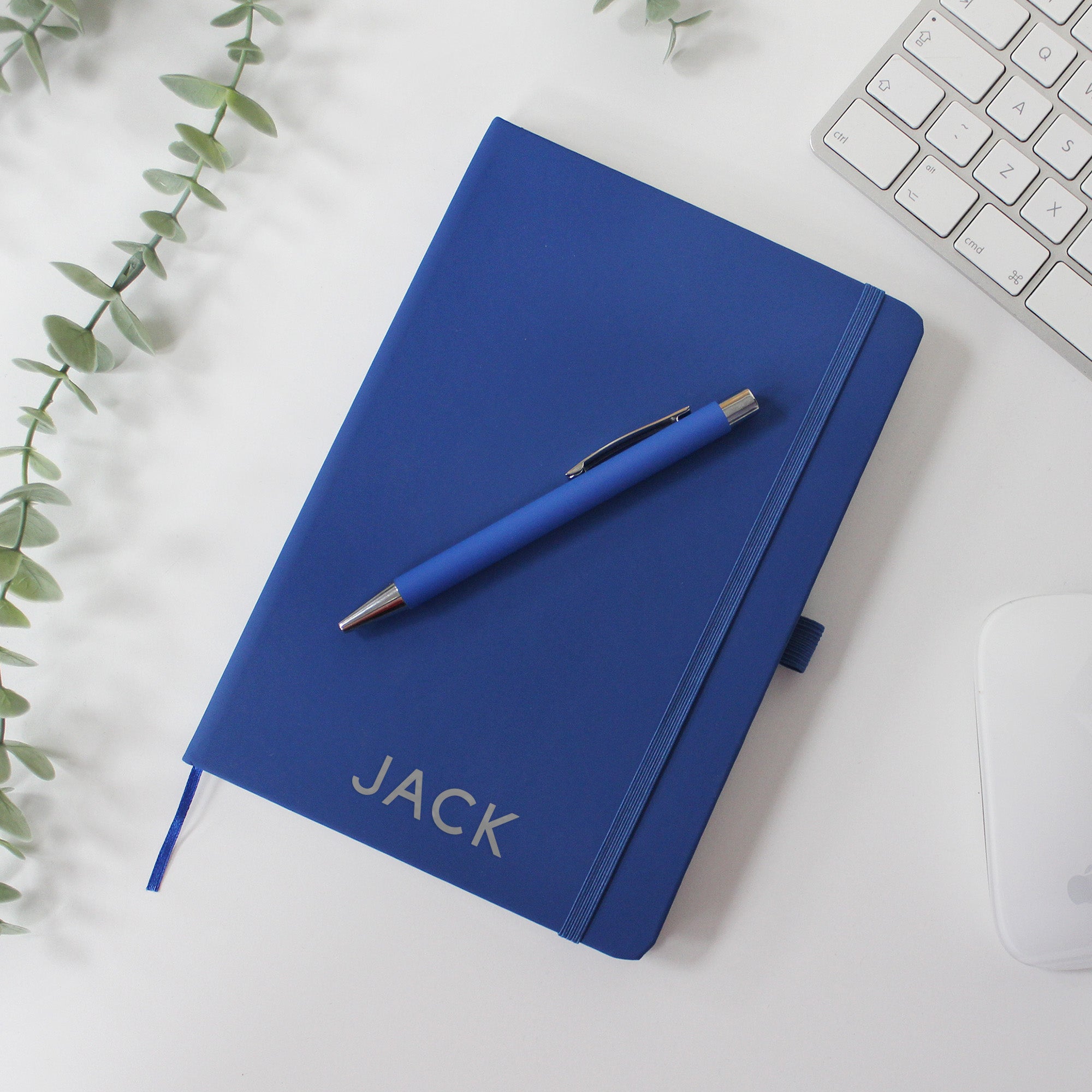 Personalized A5 Notebook - Custom PU Leather Cover, 192 Lined Pages, Pen Loop & Elastic Band