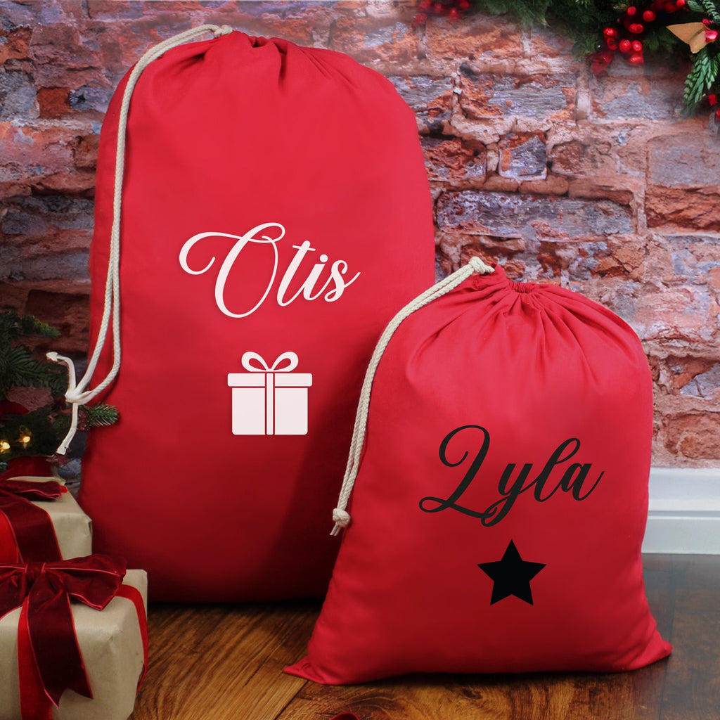 Personalised Small & Large Christmas Sacks with Icon Choices