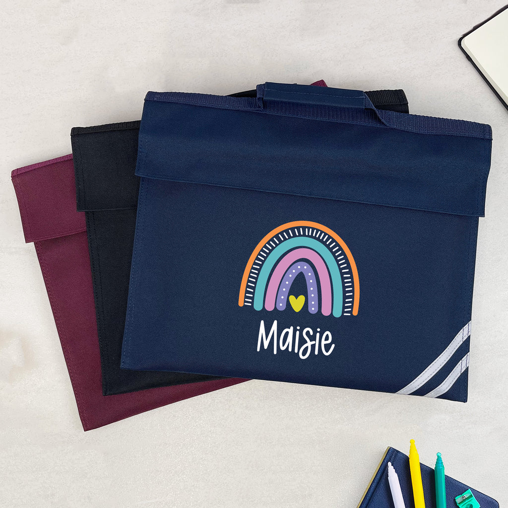 Personalised Kids Rainbow School Book Bag with Name