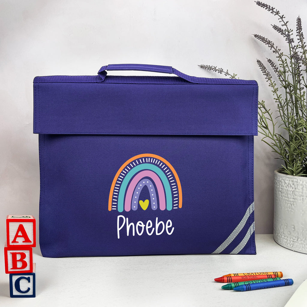 Personalised Kids Rainbow School Book Bag with Name