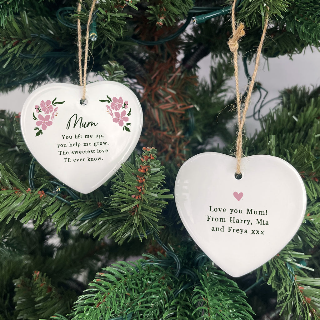 Personalised Ceramic Mum Heart Decoration