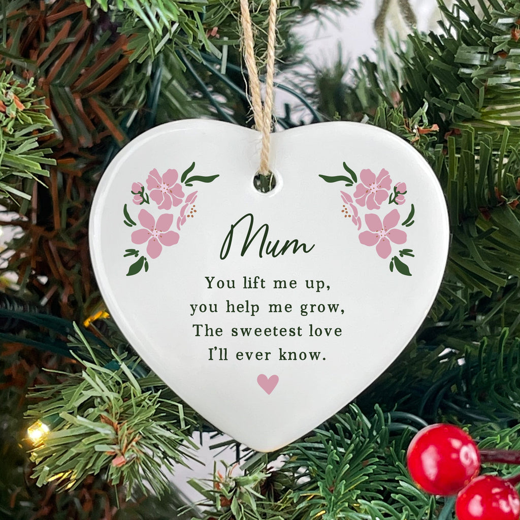 Personalised Ceramic Mum Heart Decoration