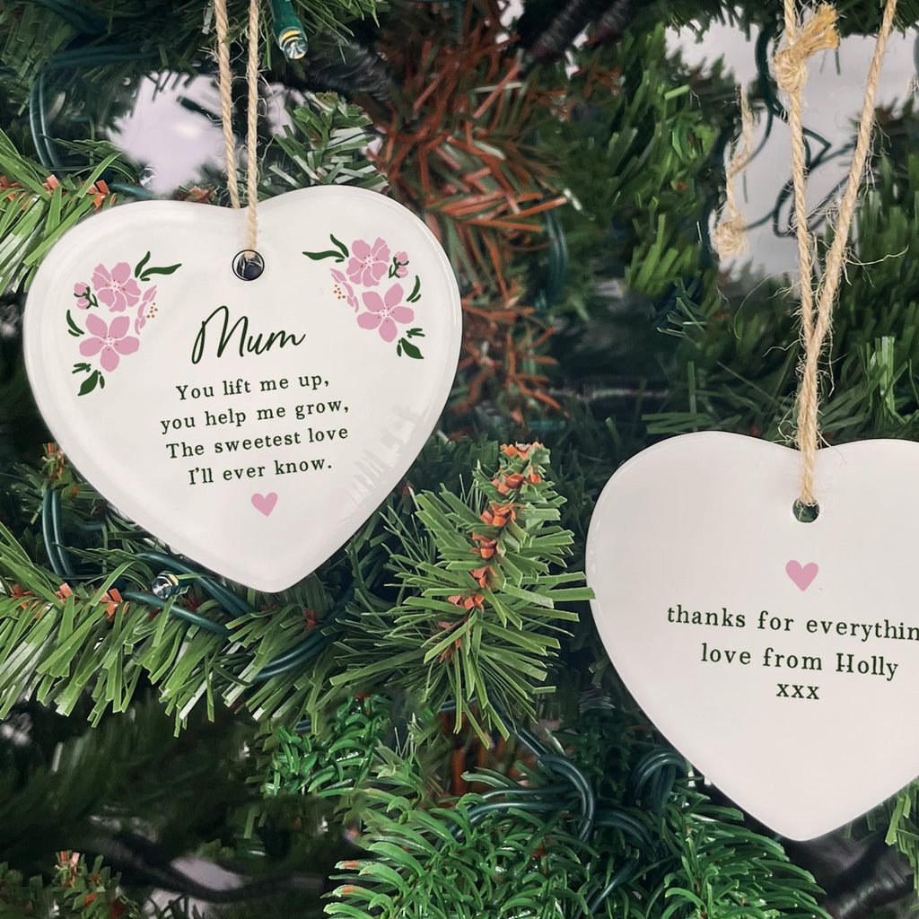 Personalised Ceramic Mum Heart Decoration