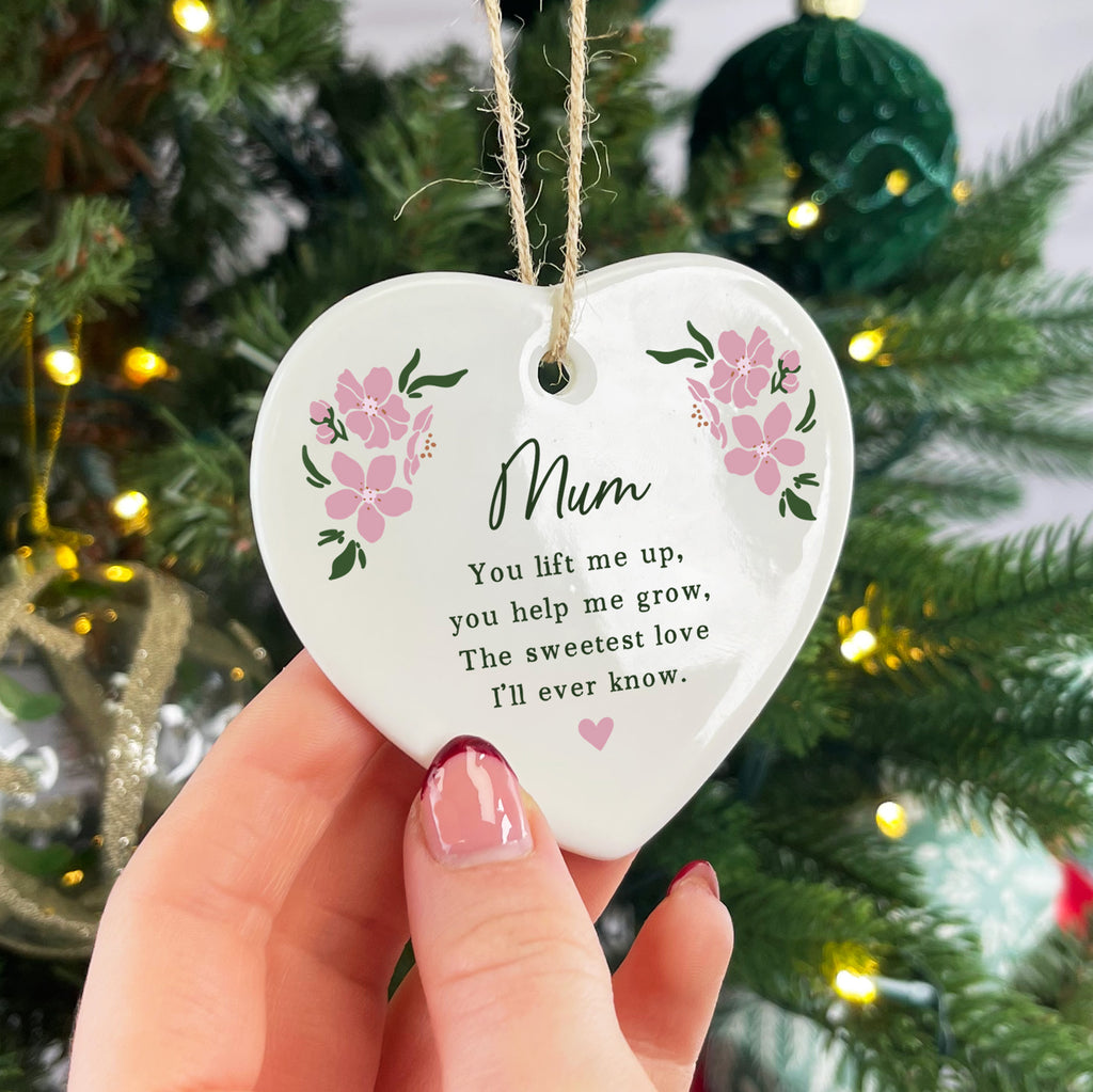 Personalised Ceramic Mum Heart Decoration