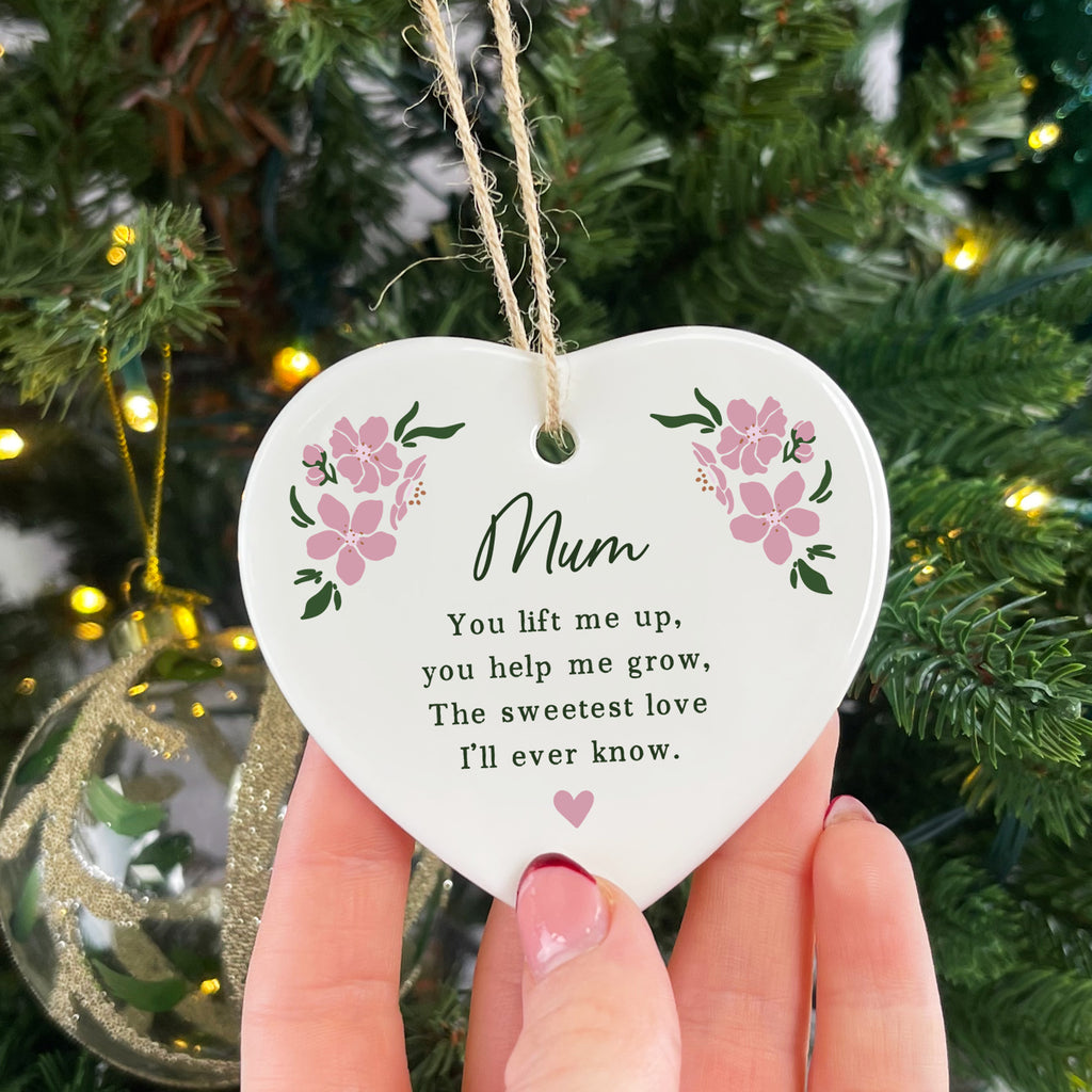 Personalised Ceramic Mum Heart Decoration