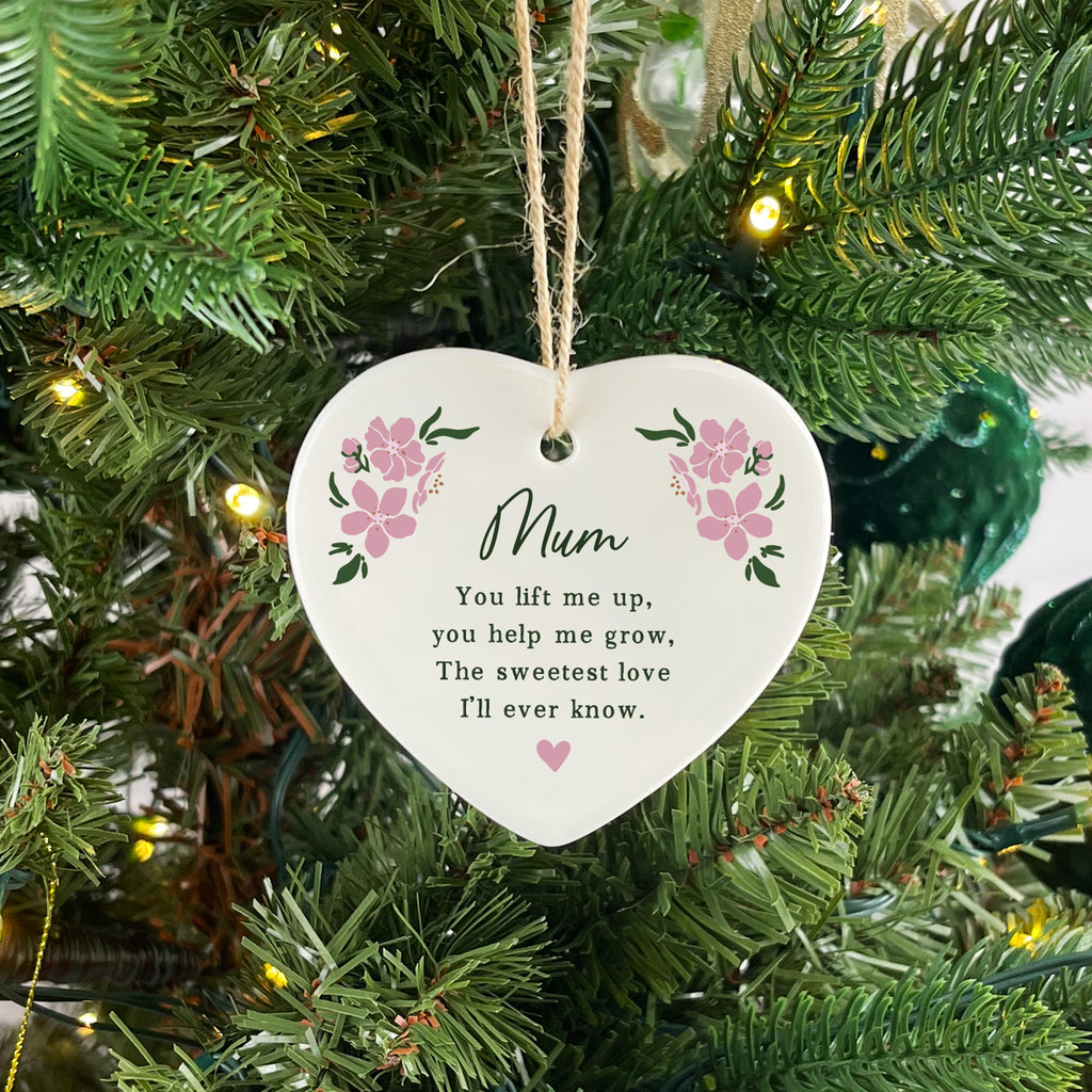 Personalised Ceramic Mum Heart Decoration