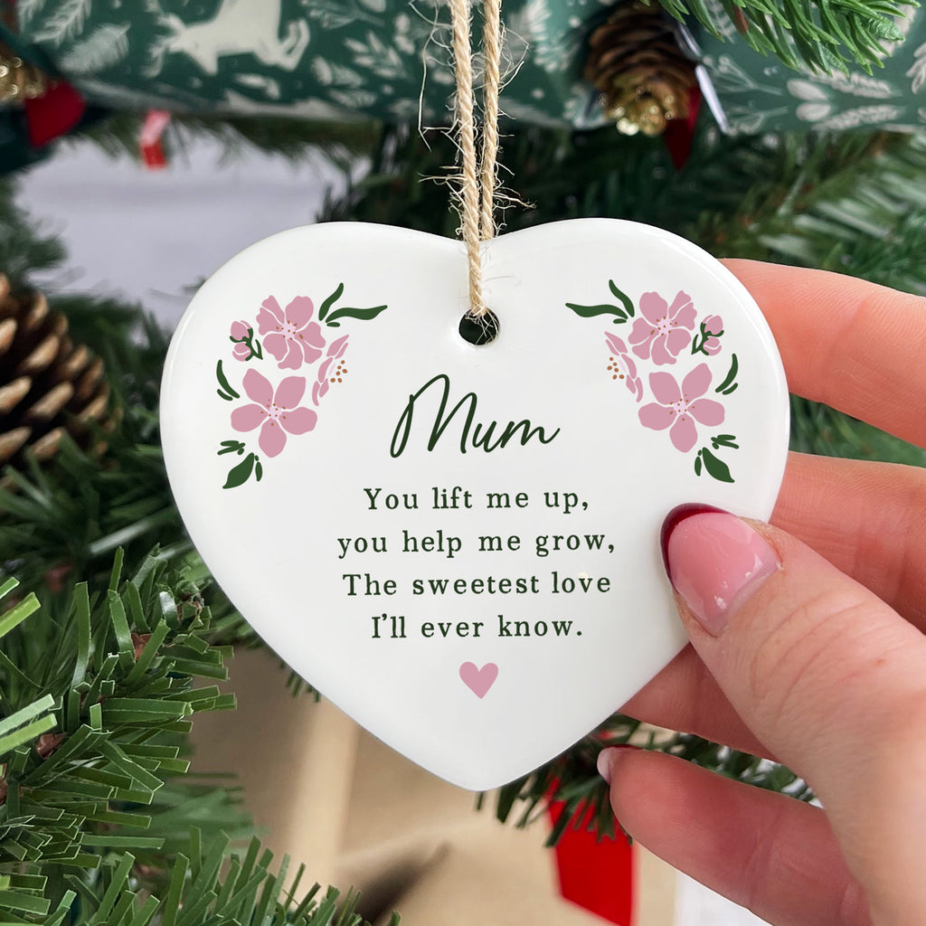Personalised Ceramic Mum Heart Decoration