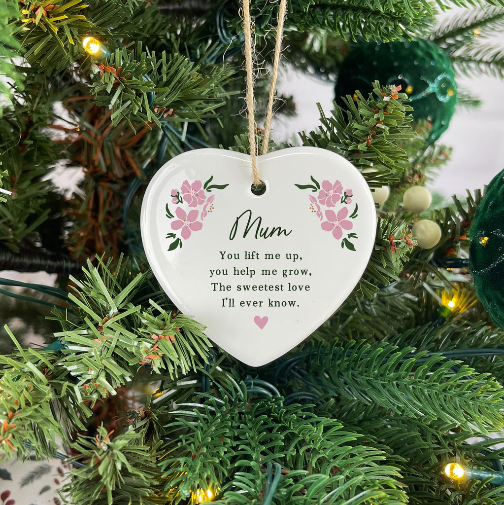 Personalised Ceramic Mum Heart Decoration