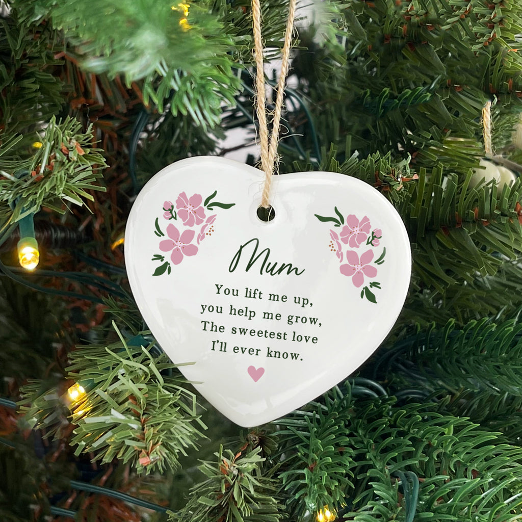 Personalised Ceramic Mum Heart Decoration