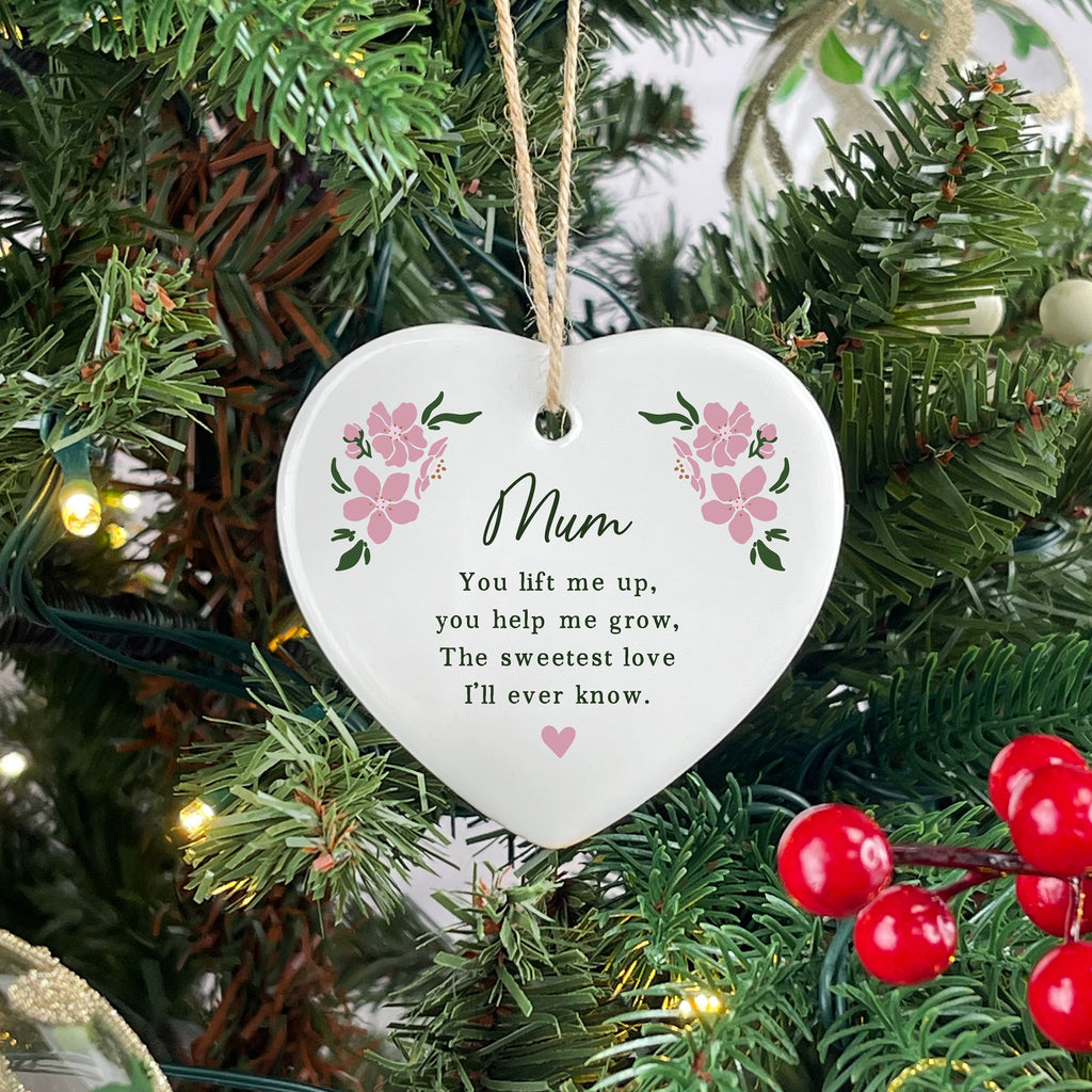 Personalised Ceramic Mum Heart Decoration