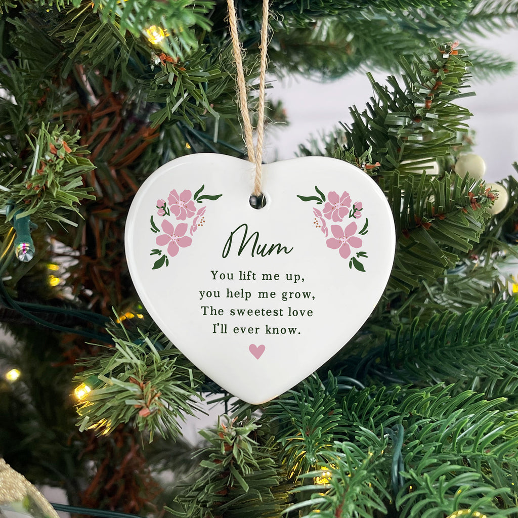 Personalised Ceramic Mum Heart Decoration