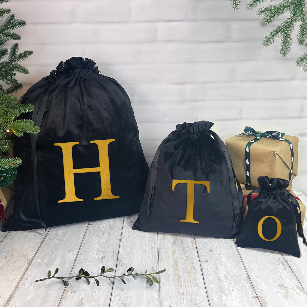 Personalised Luxury Velvet Santa Sacks with Initial