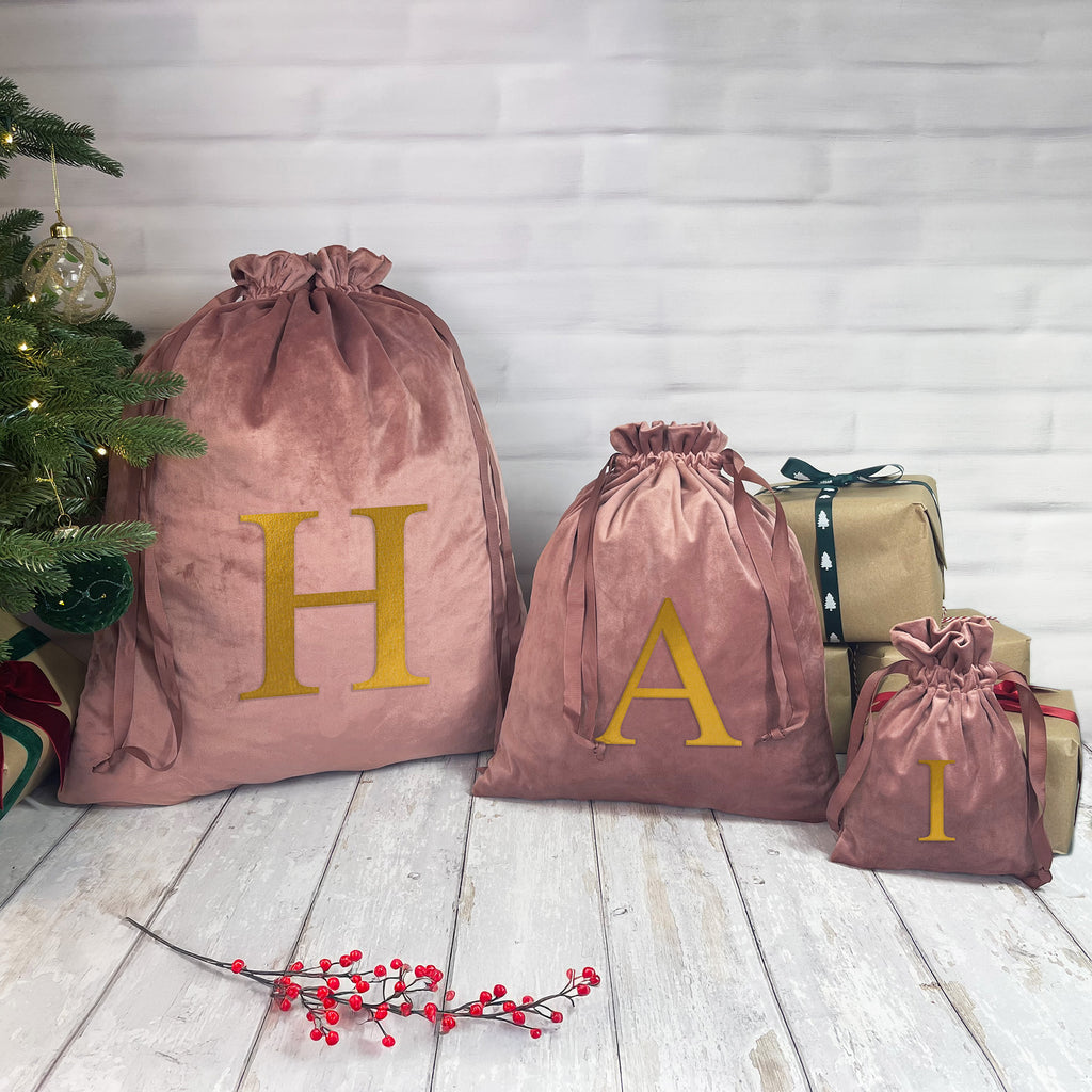 Personalised Luxury Velvet Santa Sacks with Initial