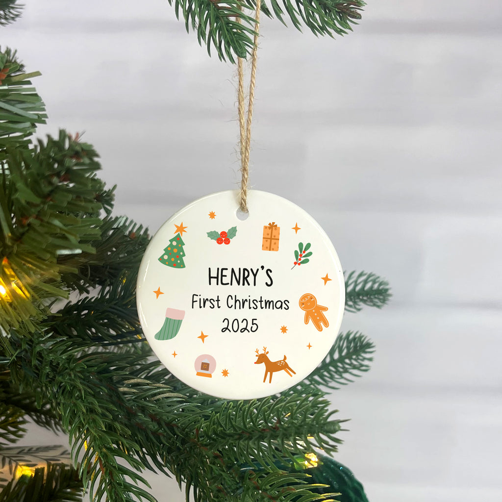 Personalised Baby’s First Christmas Ceramic Bauble