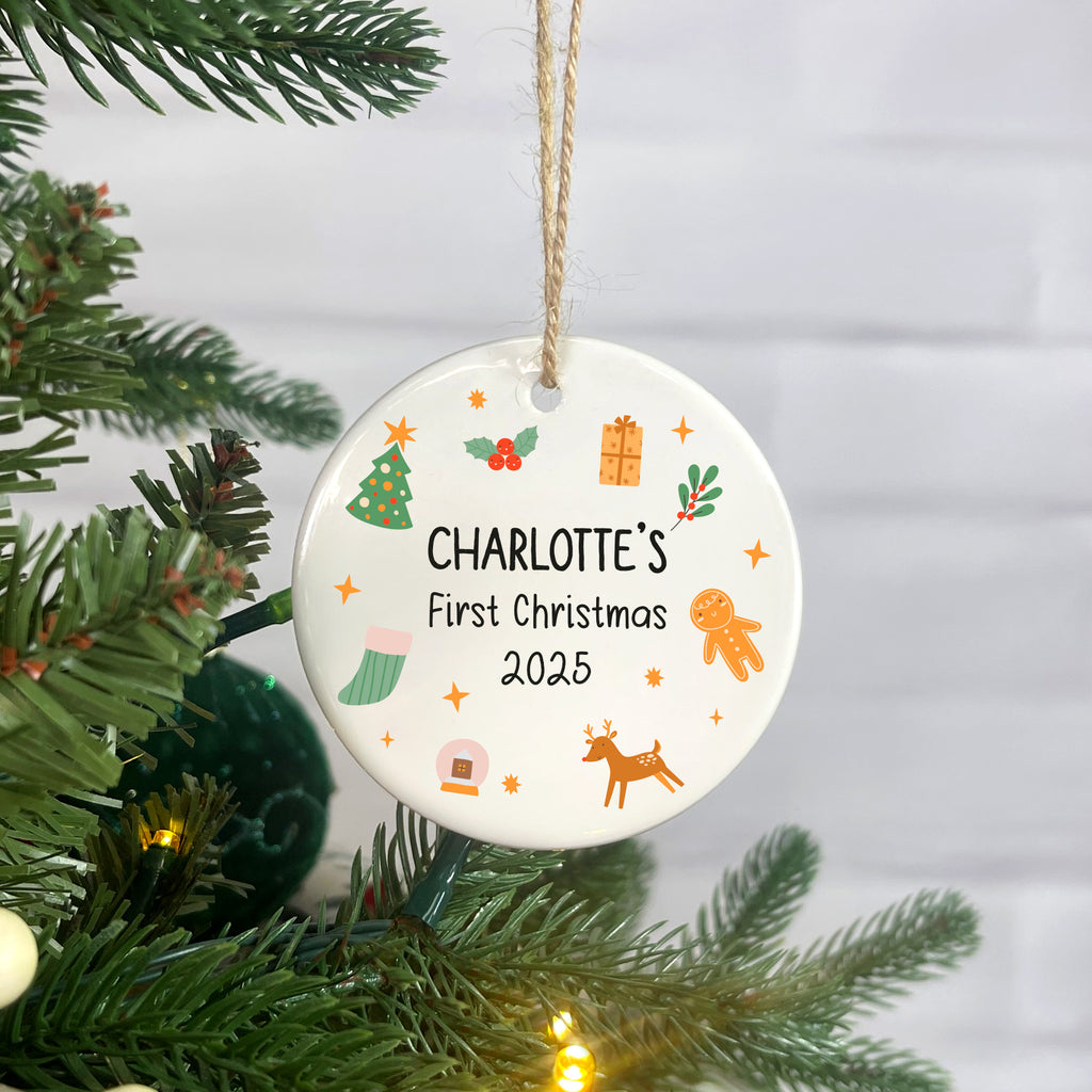 Personalised Baby’s First Christmas Ceramic Bauble