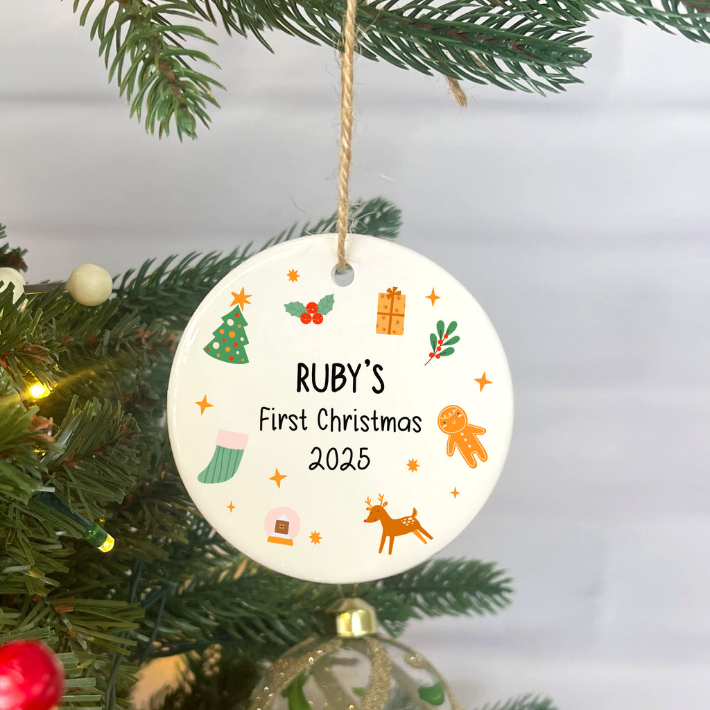 Personalised Baby’s First Christmas Ceramic Bauble
