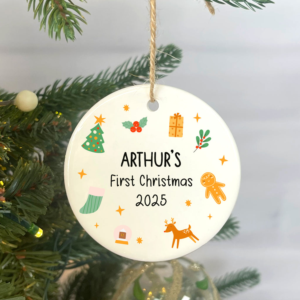 Personalised Baby’s First Christmas Ceramic Bauble