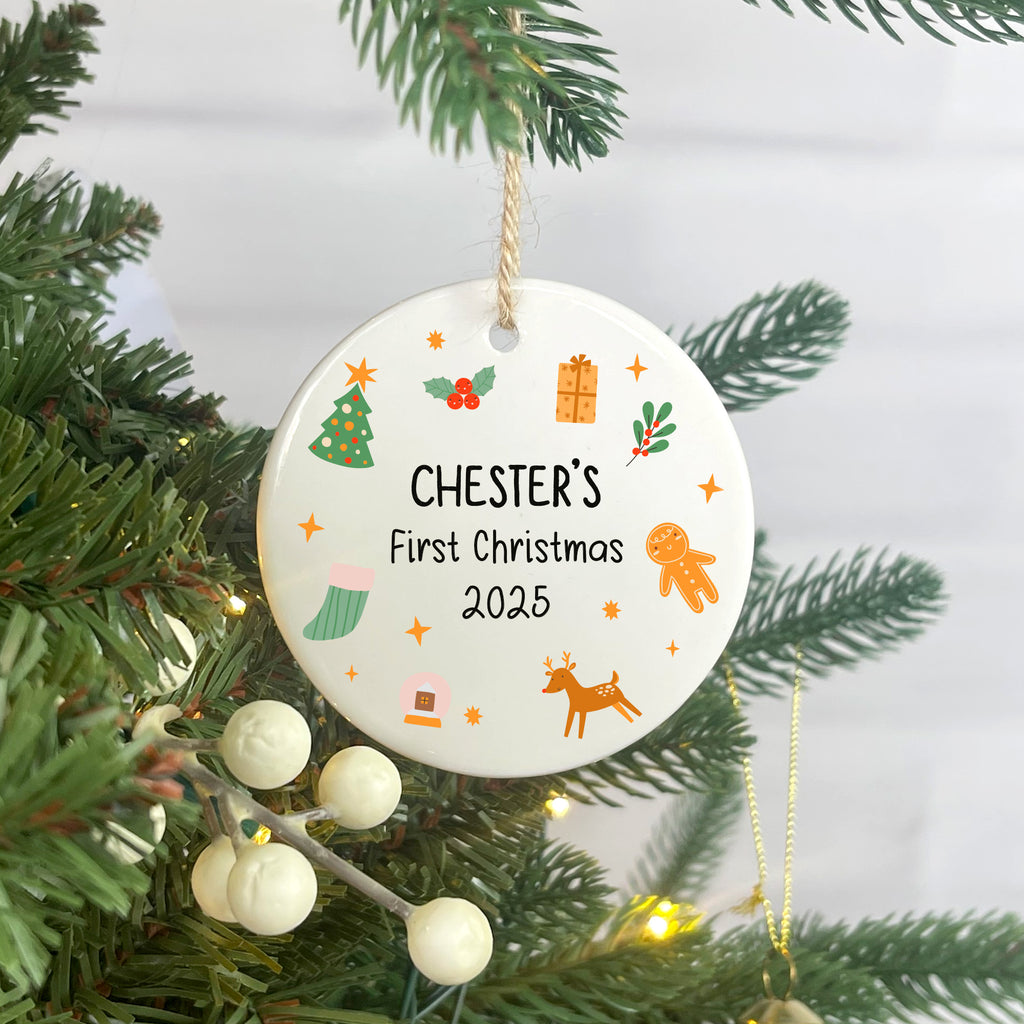 Personalised Baby’s First Christmas Ceramic Bauble